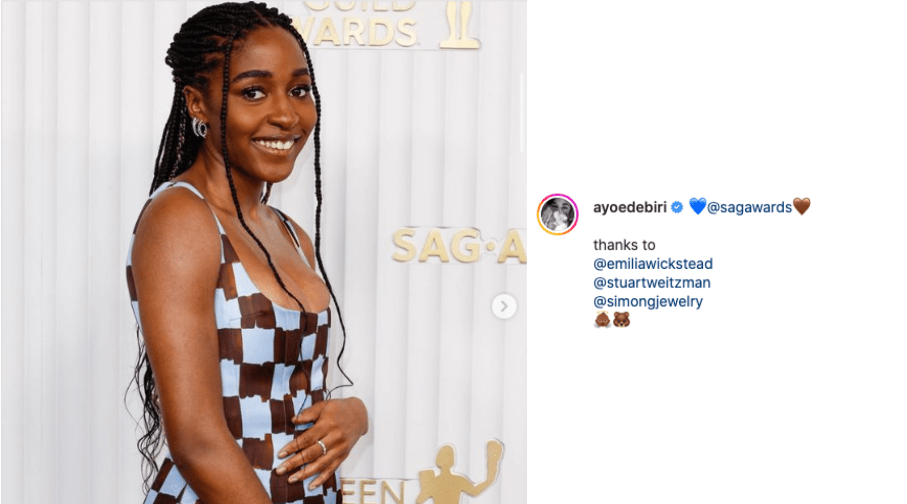 Ayo Edebiri at The 2023 SAG Awards - Simon G. Jewelry