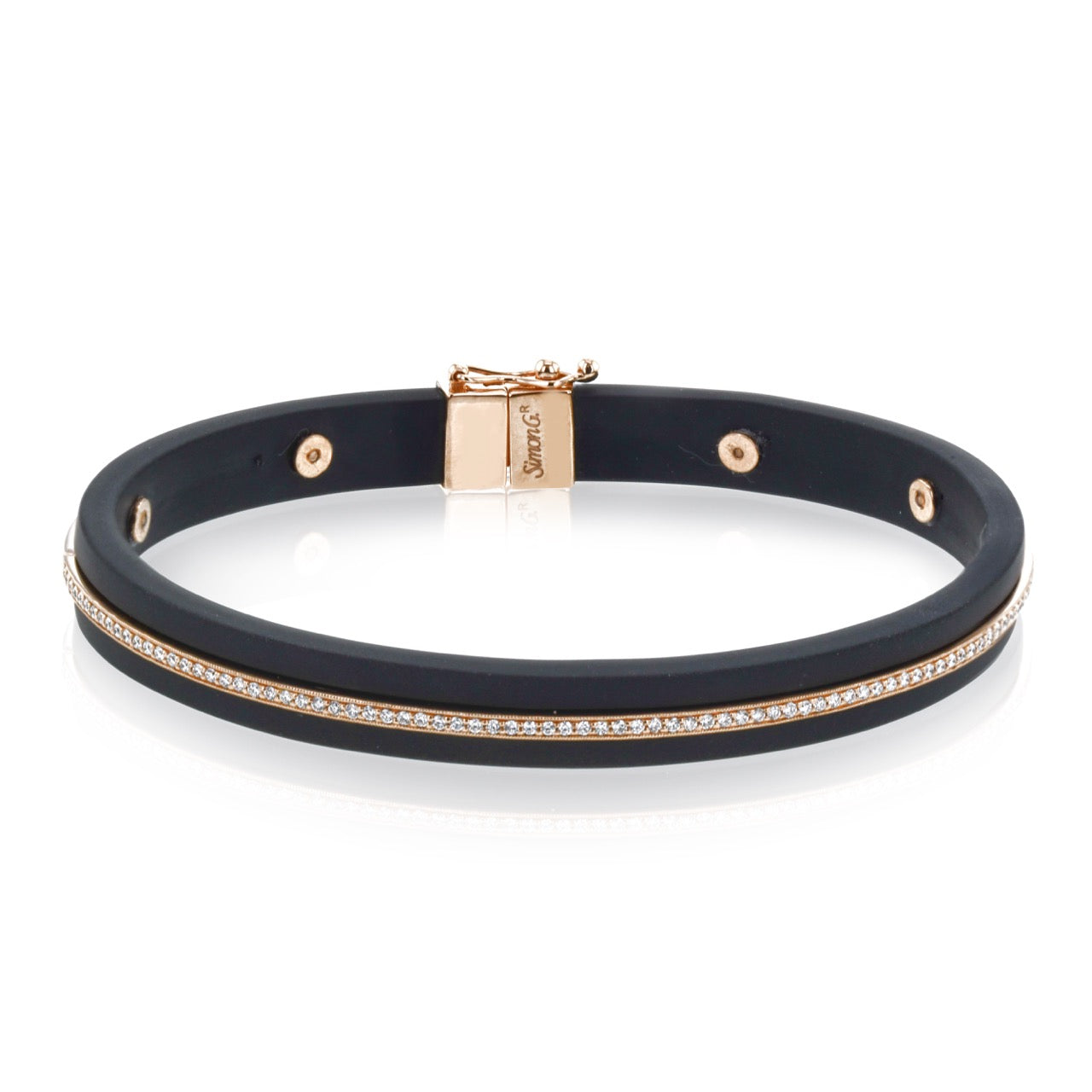 Diamond Inlay Rubber Bangle Bracelet