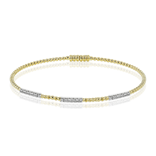 Beaded Bangle in 18k Gold with Diamonds