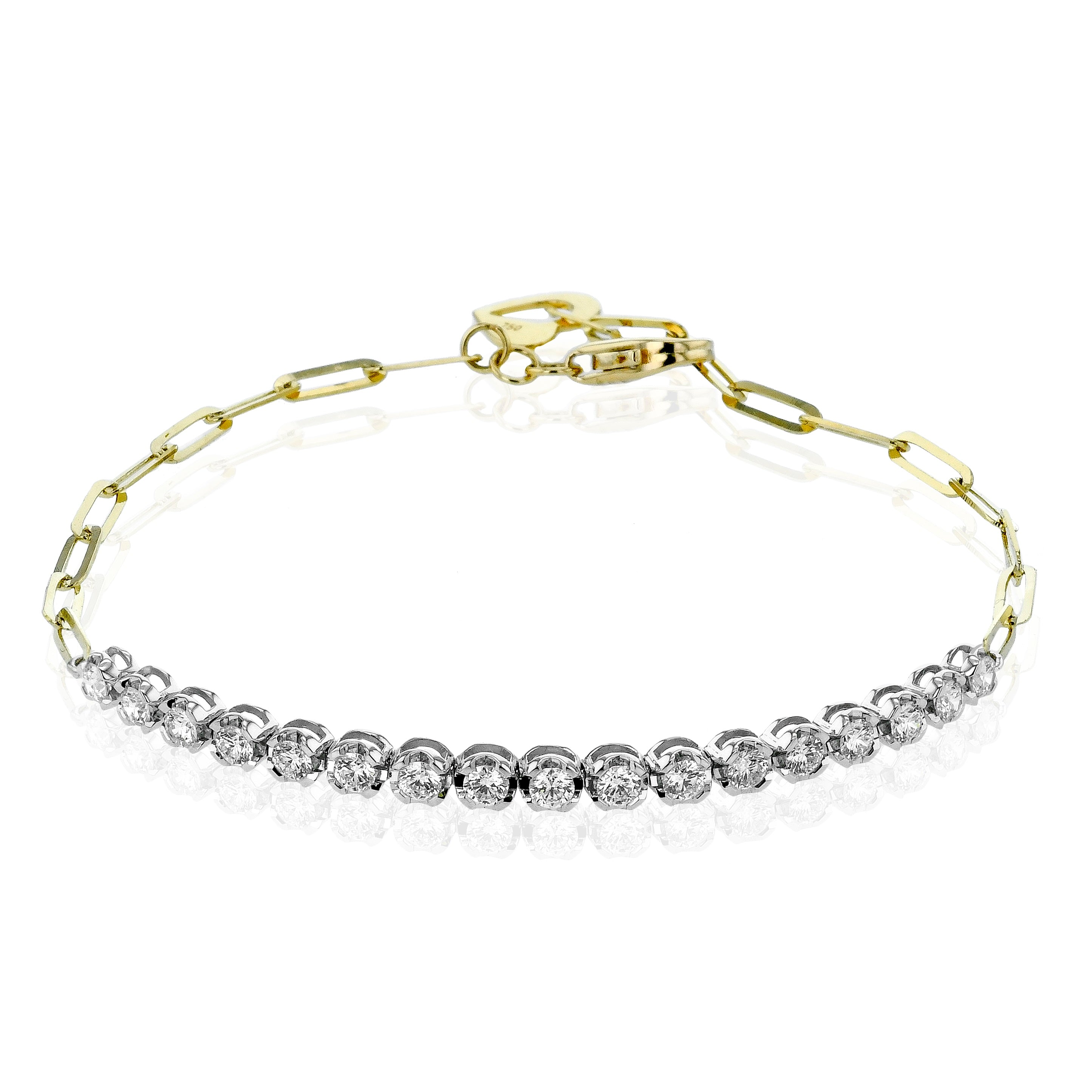 Two-Tone Diamond Link Bracelet in 18k Gold