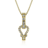 Buckle Pendant Necklace in 18k Gold with Diamonds