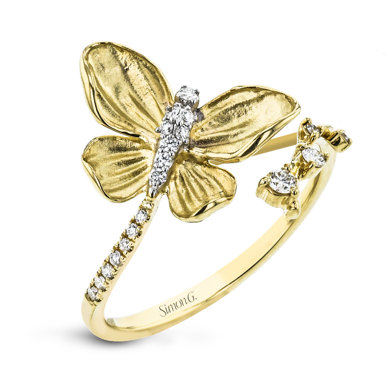 Monarch Butterfly Ring In 18k Gold With Diamonds
