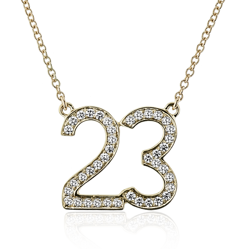 Personalized Number Pendant Necklace in 18k Gold with Diamonds