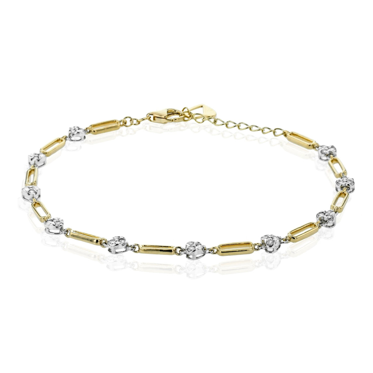 Alternating Gold and Diamond Link Bracelet in 18k Gold - Simon G. Jewelry