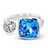 Aquamarine Color Ring in 18k Gold with Diamonds - Simon G. Jewelry