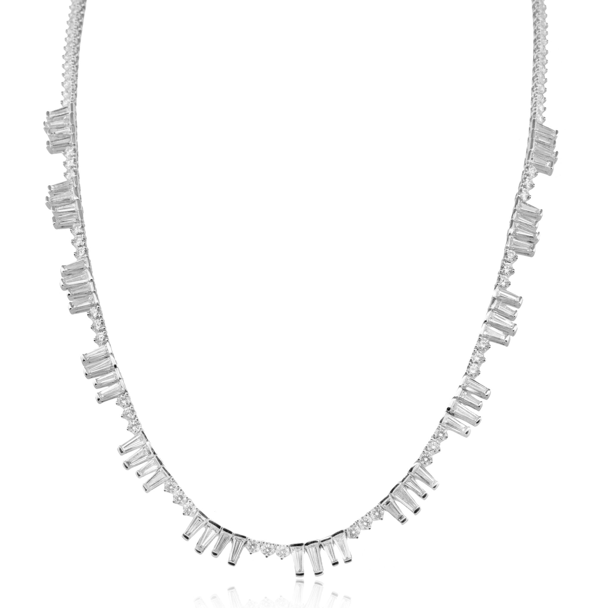 Baguette & Round Diamond Fringe Necklace in 18k Gold - Simon G. Jewelry