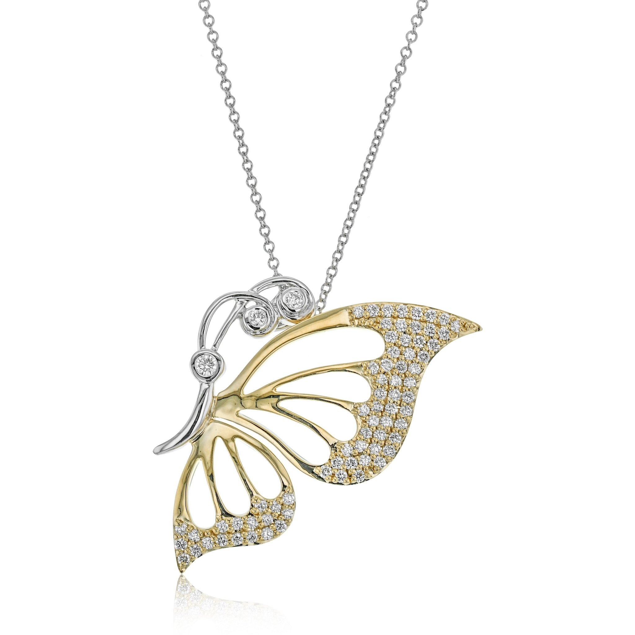 Butterfly Pendant Necklace in 18K Gold with Diamonds