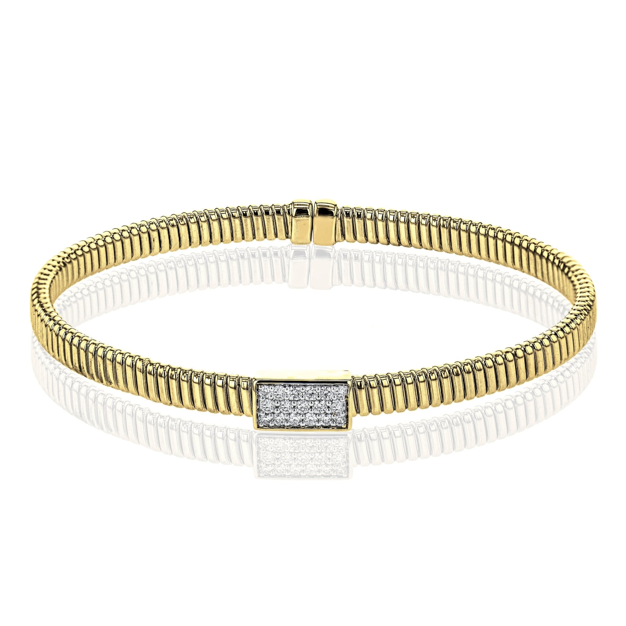 Cable Bangle in 18k Gold with Diamonds - Simon G. Jewelry