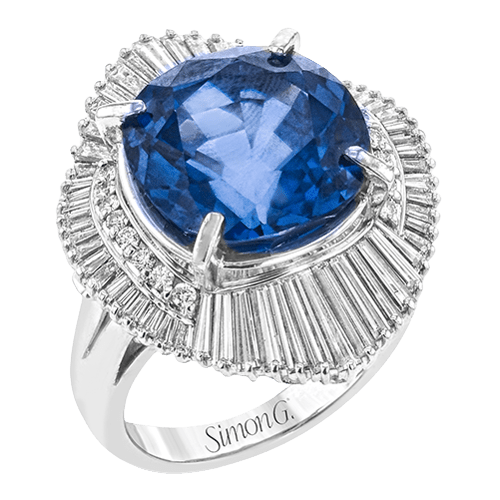 Color Ring in Platinum with Diamonds - Simon G. Jewelry