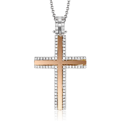 Cross Pendant Necklace in 18k Gold with Diamonds – Simon Jewelry