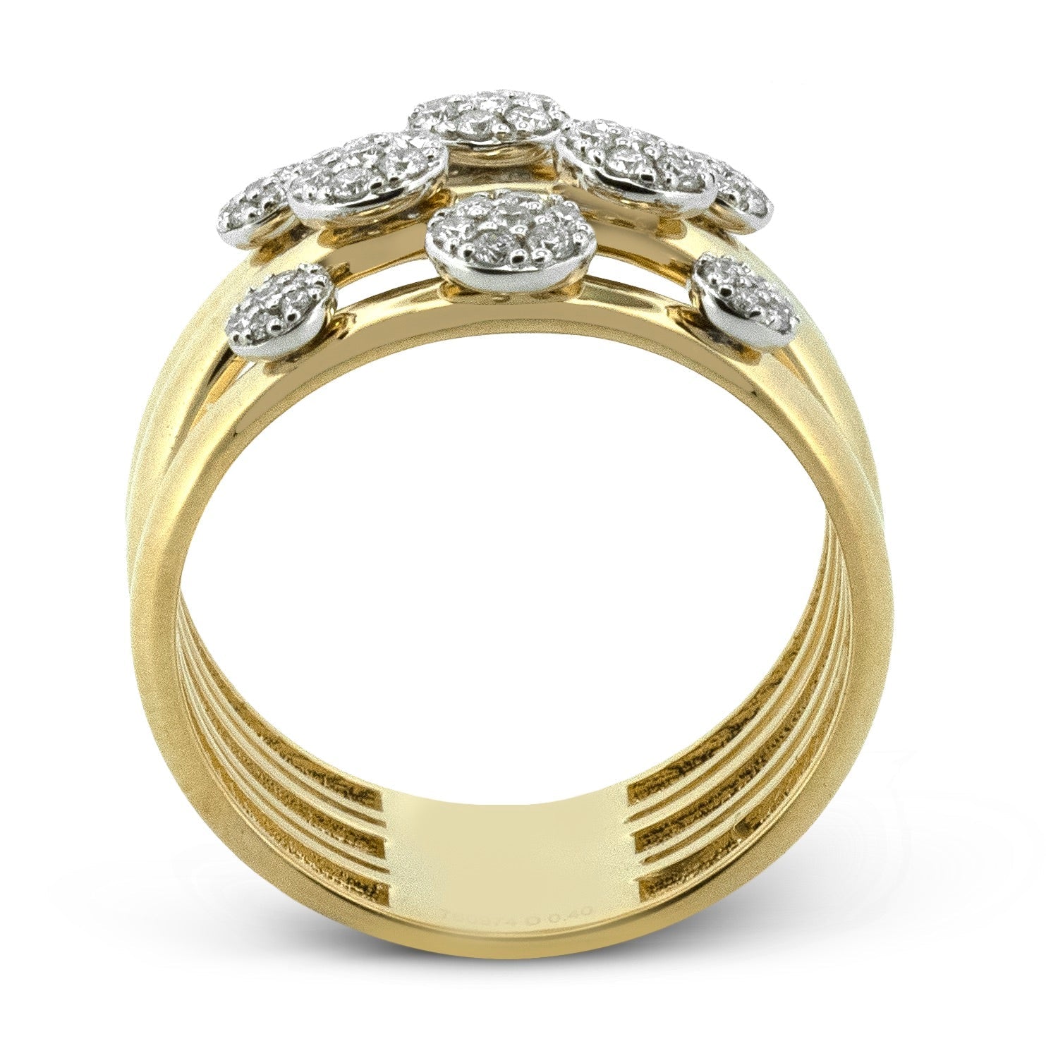 Diamond Cluster Multi-Band Ring in 18k Gold - Simon G. Jewelry