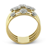 Diamond Cluster Multi-Band Ring in 18k Gold - Simon G. Jewelry