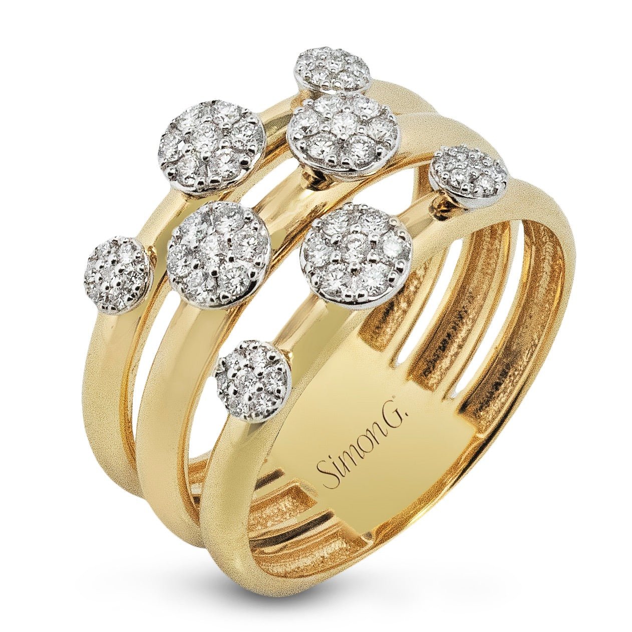 Diamond Cluster Multi-Band Ring in 18k Gold - Simon G. Jewelry