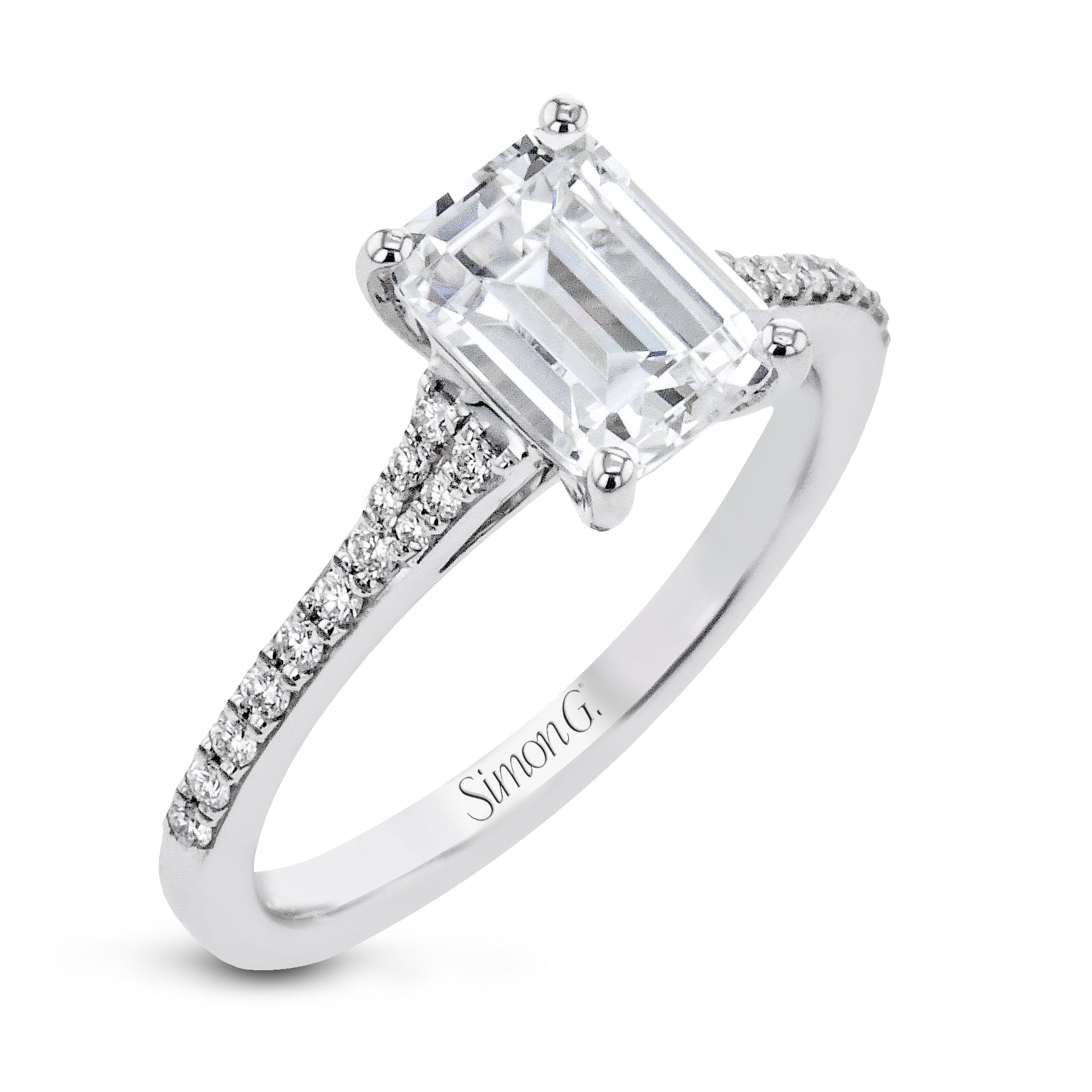 Emerald-Cut Engagement Ring In 18k Gold With Diamonds – Simon G