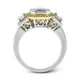Emerald - cut Halo Engagement Ring in 18k Gold with Diamonds - Simon G. Jewelry