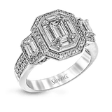 Emerald - cut Halo Engagement Ring in 18k Gold with Diamonds - Simon G. Jewelry