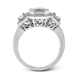 Emerald - cut Halo Engagement Ring in 18k Gold with Diamonds - Simon G. Jewelry