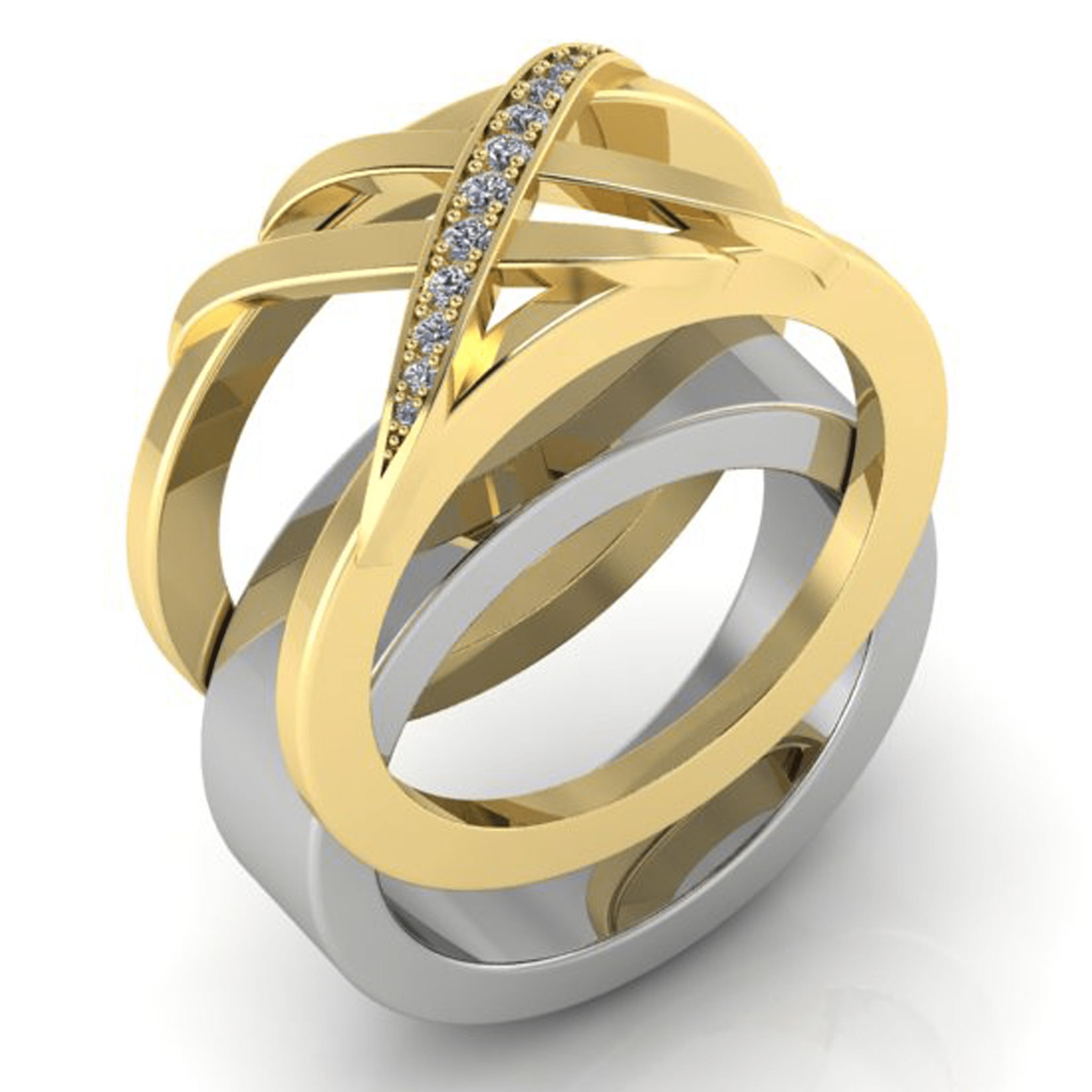 Interwoven Smart Ring Jacket in 14k Gold with Diamonds - Simon G. Jewelry