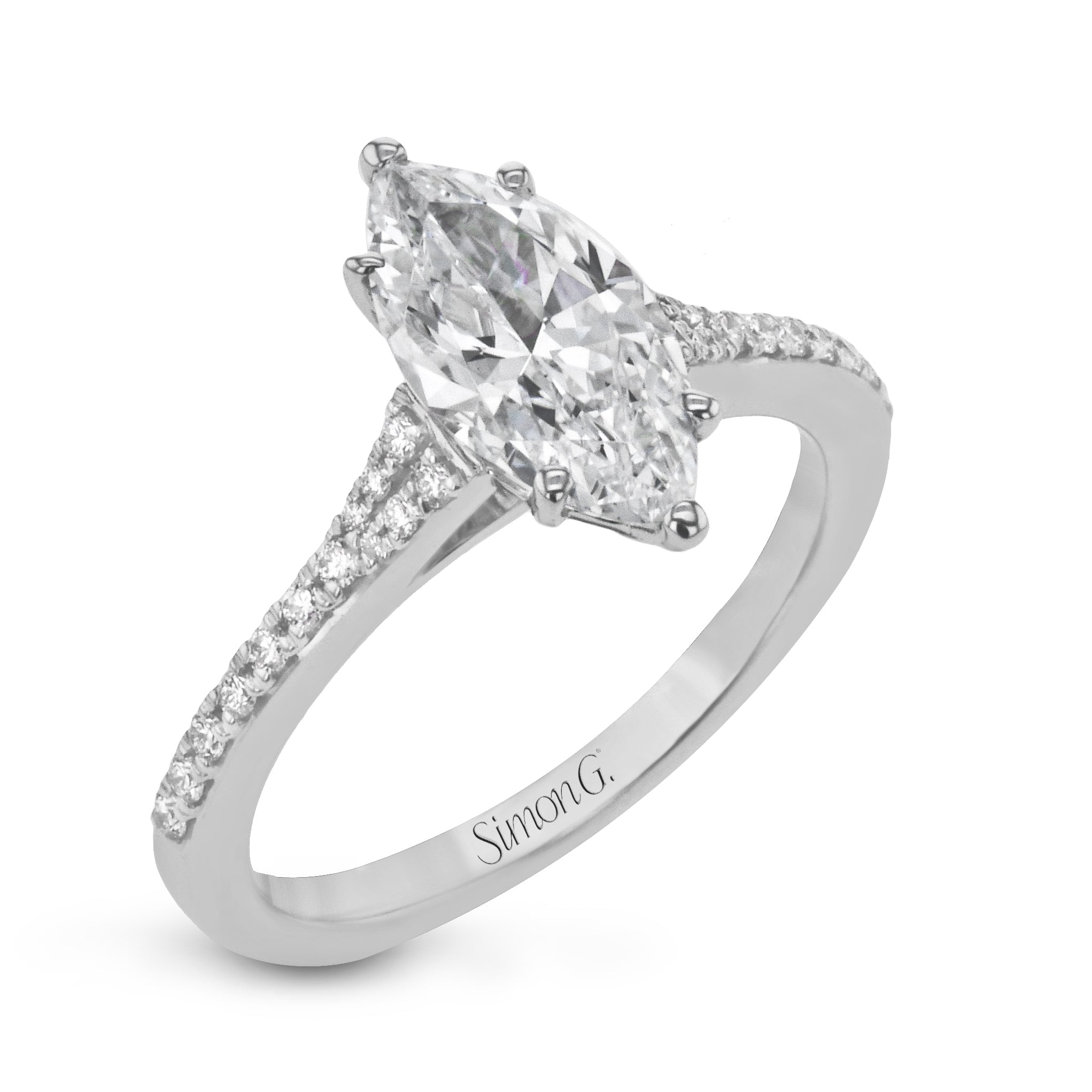 Marquise-Cut Engagement Ring In 18k Gold With Diamonds – Simon G 