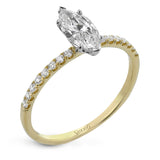 Marquise - cut Engagement Ring & Matching Wedding Band in 18k Gold with Diamonds - Simon G. Jewelry