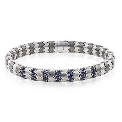 Men's Titanium Bracelet In 14k Gold With Sapphires – Simon Jewelry