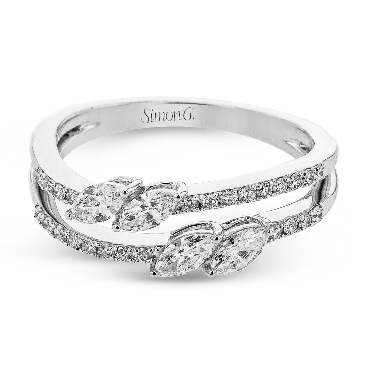 Mix Shaped Split Band Diamond Ring in 18k Gold - Simon G. Jewelry