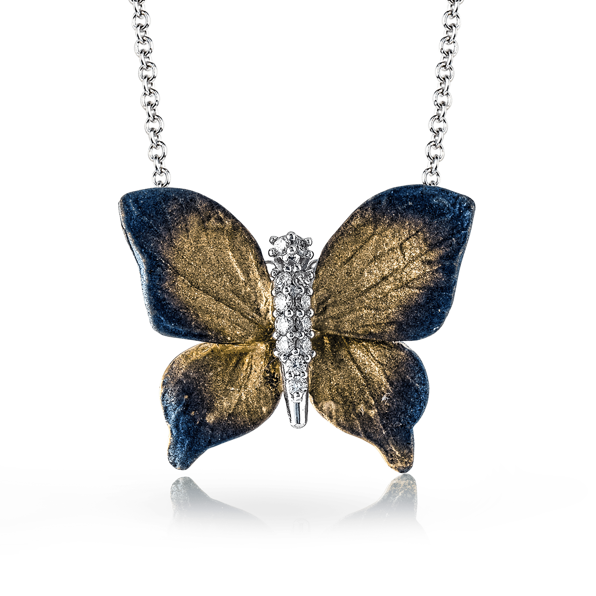 Monarch Butterfly Pendant Necklace in 18k Gold with Diamonds