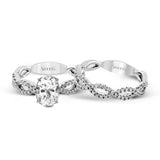 Oval - cut Criss - cross Engagement Ring & Matching Wedding Band in 18k Gold with Diamonds - Simon G. Jewelry