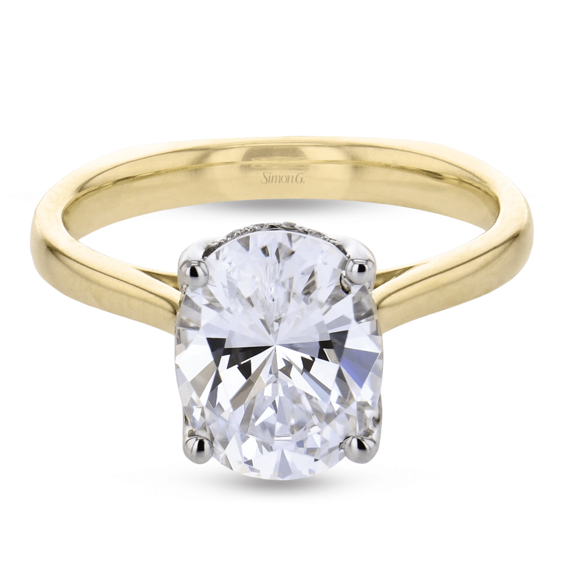 Oval-cut Diamond Tulip Engagement Ring in 18k Gold - Simon G. Jewelry