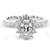 Oval - Cut Flower Halo Engagement Ring In 18k Gold With Diamonds - Simon G. Jewelry