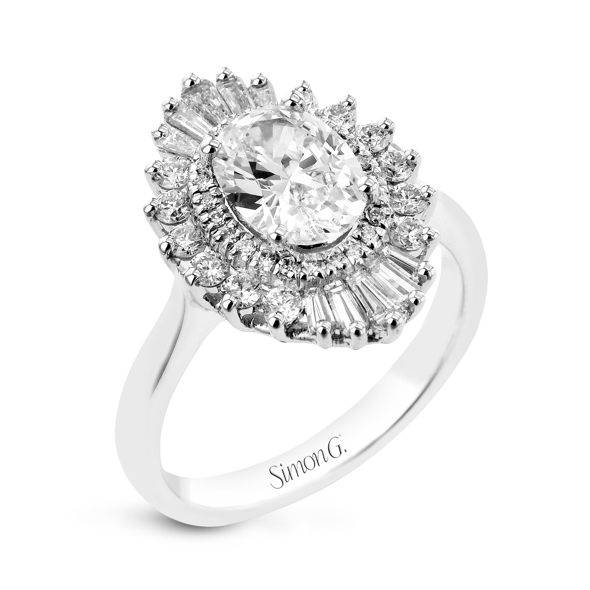 Oval-Cut Halo Engagement Ring In 18k Gold With Diamonds – Simon G