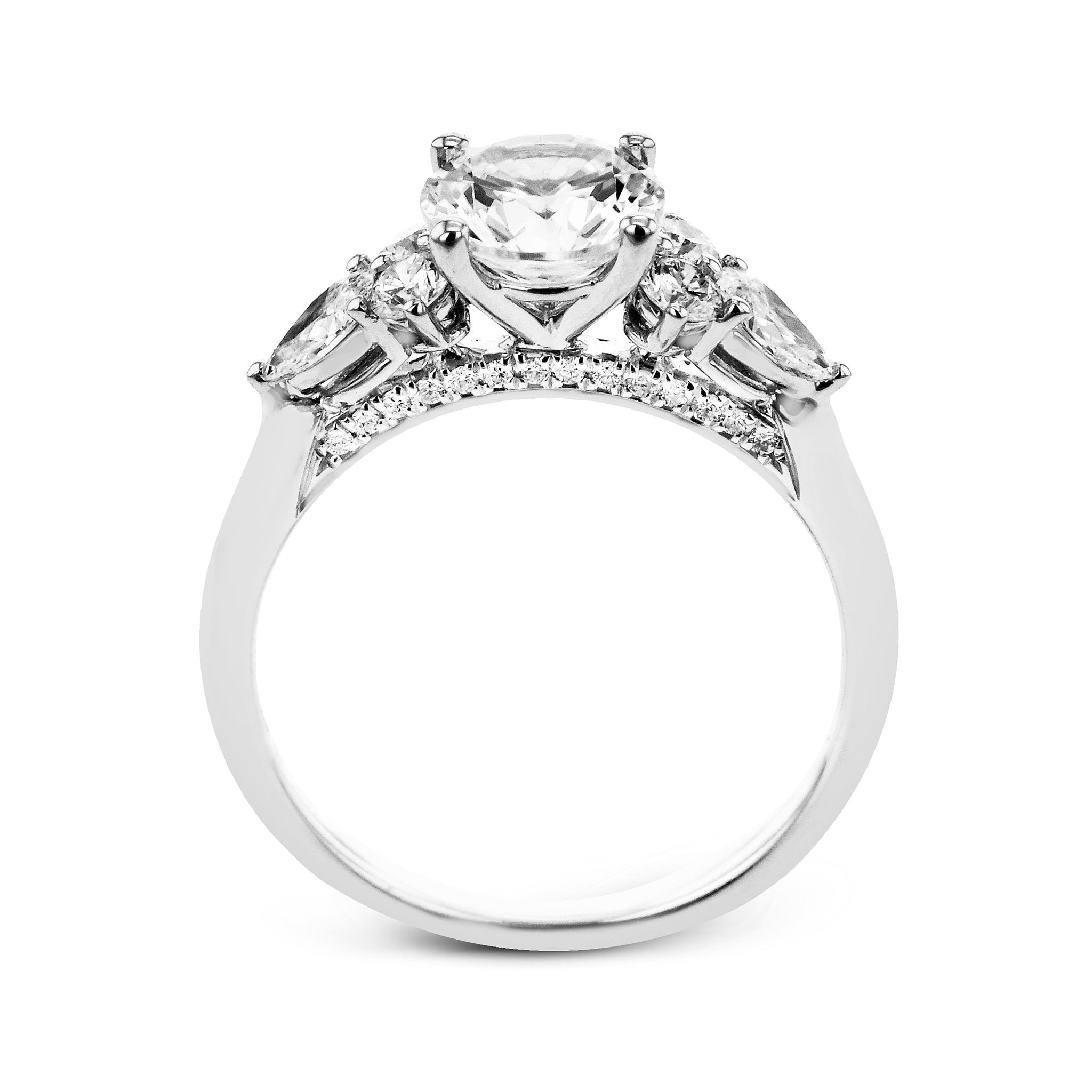 Oval - Cut Three - Stone Engagement Ring In 18k Gold With Diamonds - Simon G. Jewelry