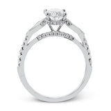 Oval - Cut Three - Stone Engagement Ring In 18k White Gold With Diamonds - Simon G. Jewelry
