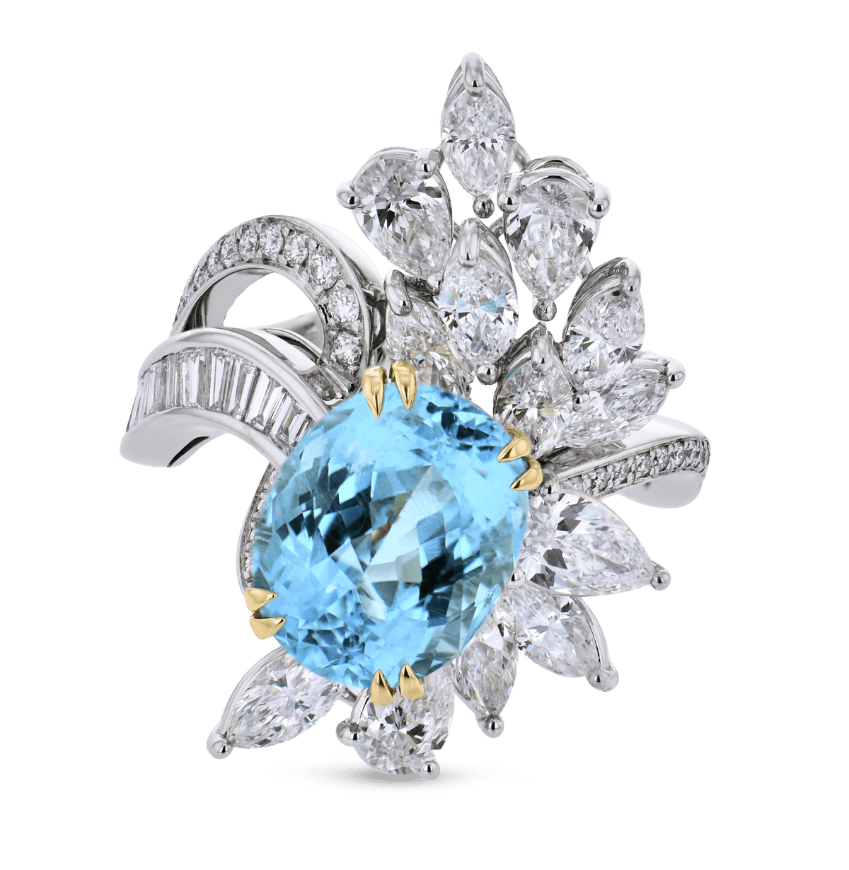 Paraiba & Diamond Flourish Ring In 18k Gold - Simon G. Jewelry