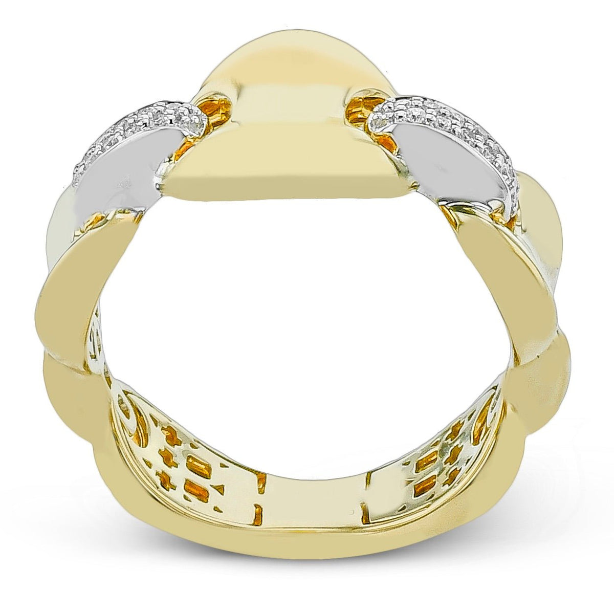 Pavé Link Ring in 18k Gold with Diamonds - Simon G. Jewelry