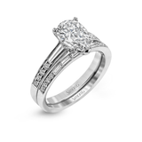 Pear - cut Engagement Ring & Matching Wedding Band in 18k Gold with Diamonds - Simon G. Jewelry