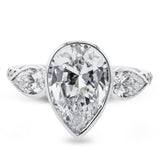 Pear - cut Three - stone Engagement Ring in 18k Gold with Diamonds - Simon G. Jewelry