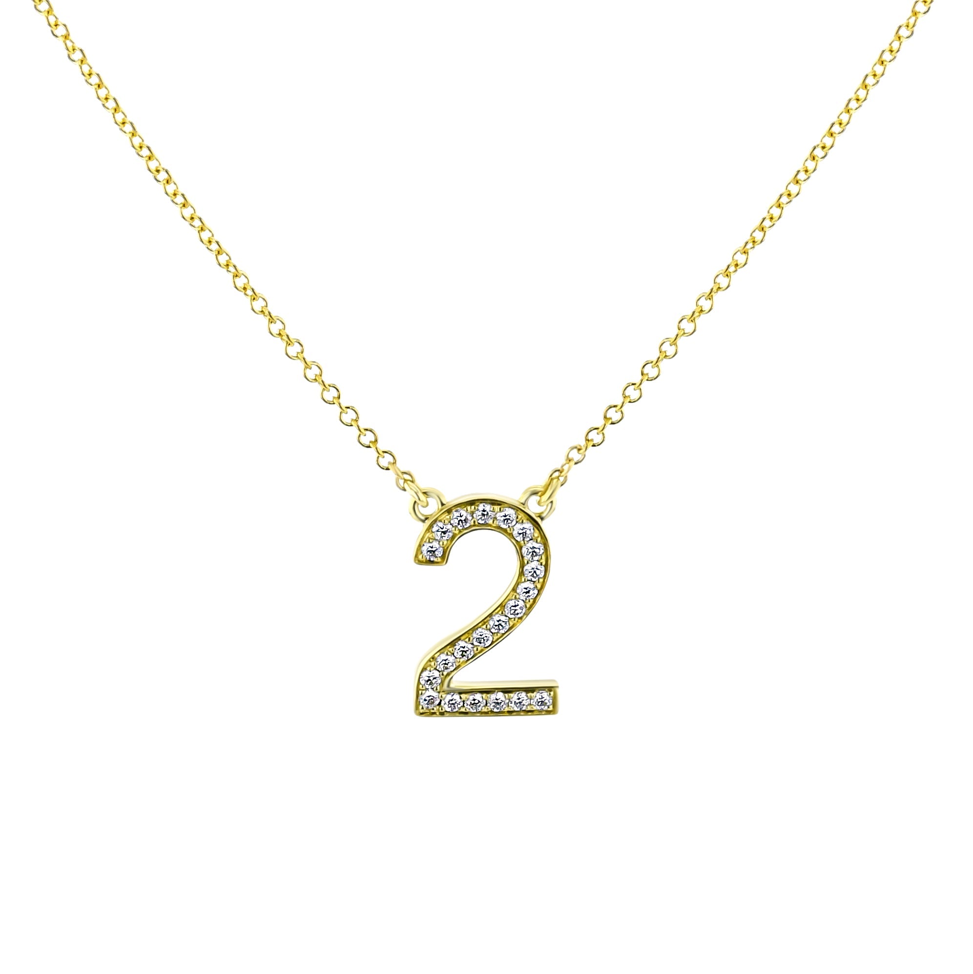 Personalized Number Pendant Necklace in 18k Gold with Diamonds - Simon G. Jewelry