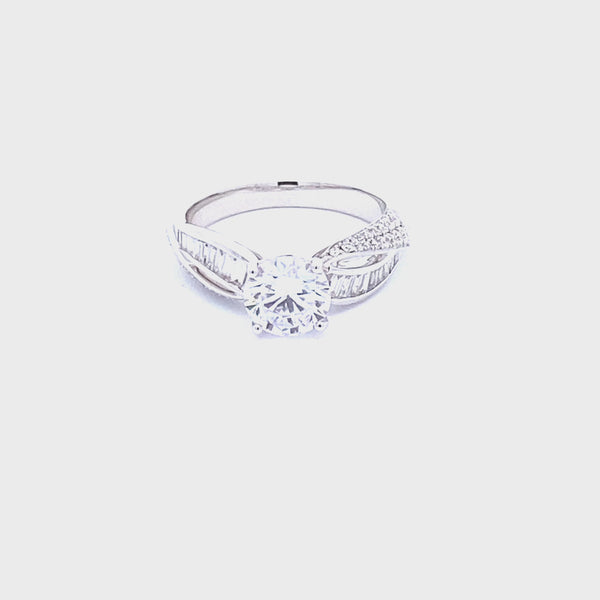 Round-Cut Split-Shank Engagement Ring In 18k Gold With Diamonds