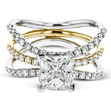 Princess - cut Engagement Ring & Matching Wedding Band in 18k Gold with Diamonds - Simon G. Jewelry