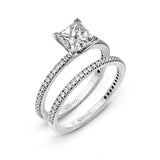 Princess - cut Engagement Ring & Matching Wedding Band in 18k Gold with Diamonds - Simon G. Jewelry