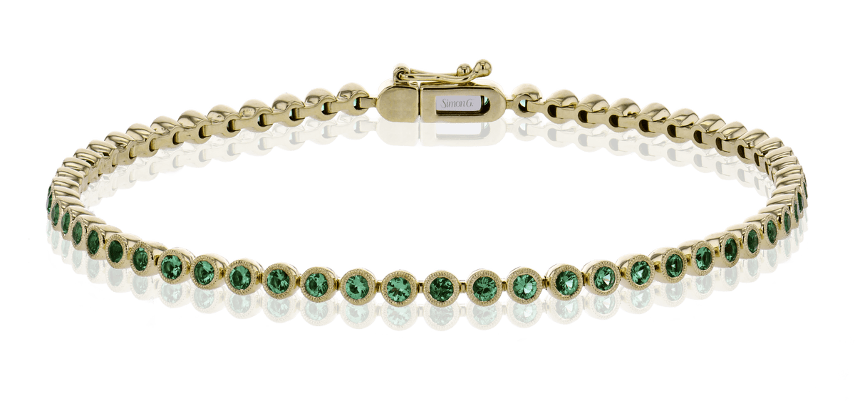 Round Colored Gemstone Bezel Tennis Bracelet in 18k Gold - Simon G. Jewelry
