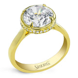 Round - cut Bezel Engagement Ring in 18k Gold with Diamonds - Simon G. Jewelry