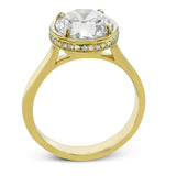 Round - cut Bezel Engagement Ring in 18k Gold with Diamonds - Simon G. Jewelry