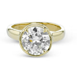 Round - cut Bezel - Prong Engagement Ring in 18k Gold - Simon G. Jewelry