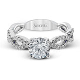 Round - cut Criss - cross Engagement Ring & Matching Wedding Band in 18K Gold with Diamonds - Simon G. Jewelry