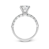 Round - cut Engagement Ring & Matching Wedding Band in 18k Gold with Diamonds - Simon G. Jewelry