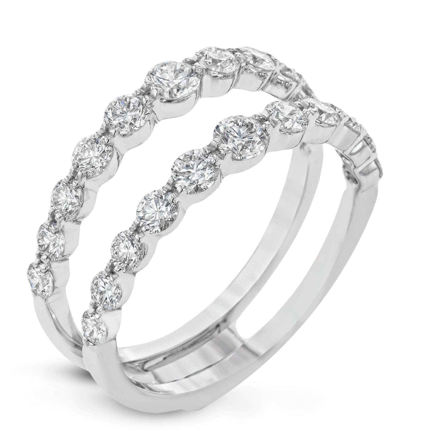 Round - cut Engagement Ring & Matching Wedding Band in 18k Gold with Diamonds - Simon G. Jewelry