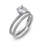 Round - cut Engagement Ring & Matching Wedding Band in 18k Gold with Diamonds - Simon G. Jewelry