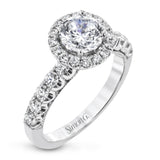 Round - cut Halo Engagement Ring & Matching Wedding Band 18k Gold with Diamonds - Simon G. Jewelry